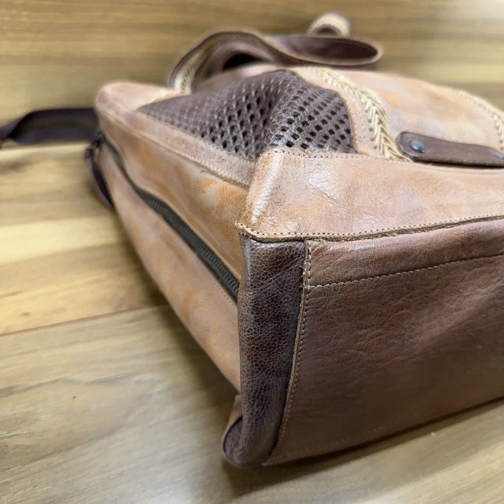 Bed Stu Amelie Rustic Boho Large Tote Bag Weave Expandable Zipper